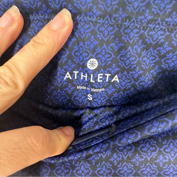 Athleta Lotus Precision Athletic Leggings Blue Color Block Size Small - Picture 4 of 9